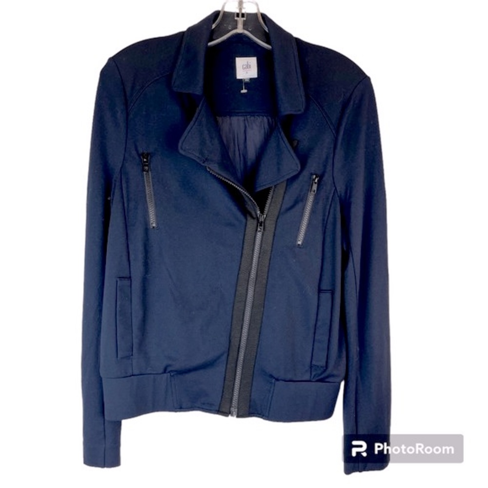 Cabi Chance Moto Jacket Mixed Media Dark Navy Blue #5476 Sz S - Picture 5 of 13